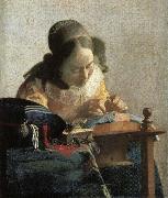 Johannes Vermeer Lace embroidery woman oil on canvas